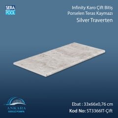 Silver Traverten 33x66x0,76 cm Infinity Kaymaz Karo Çift Bitiş