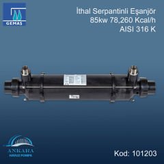 İthal Serpantinli Eşanjör 85kw 78,260 Kcal/h 316 K