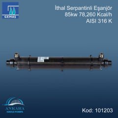 İthal Serpantinli Eşanjör 85kw 78,260 Kcal/h 316 K