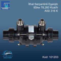 İthal Serpantinli Eşanjör 85kw 78,260 Kcal/h 316 K