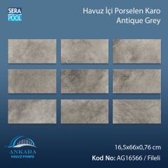 Antique Grey (16,5x66 cm) Porselen Karo - m² 'si