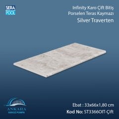 Silver Traverten 33x66x1,80 cm Infinity Kaymaz Karo Çift Bitiş