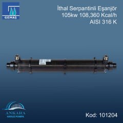 İthal Serpantinli Eşanjör 105kw 108,360 Kcal/h 316 K