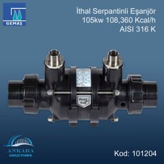 İthal Serpantinli Eşanjör 105kw 108,360 Kcal/h 316 K
