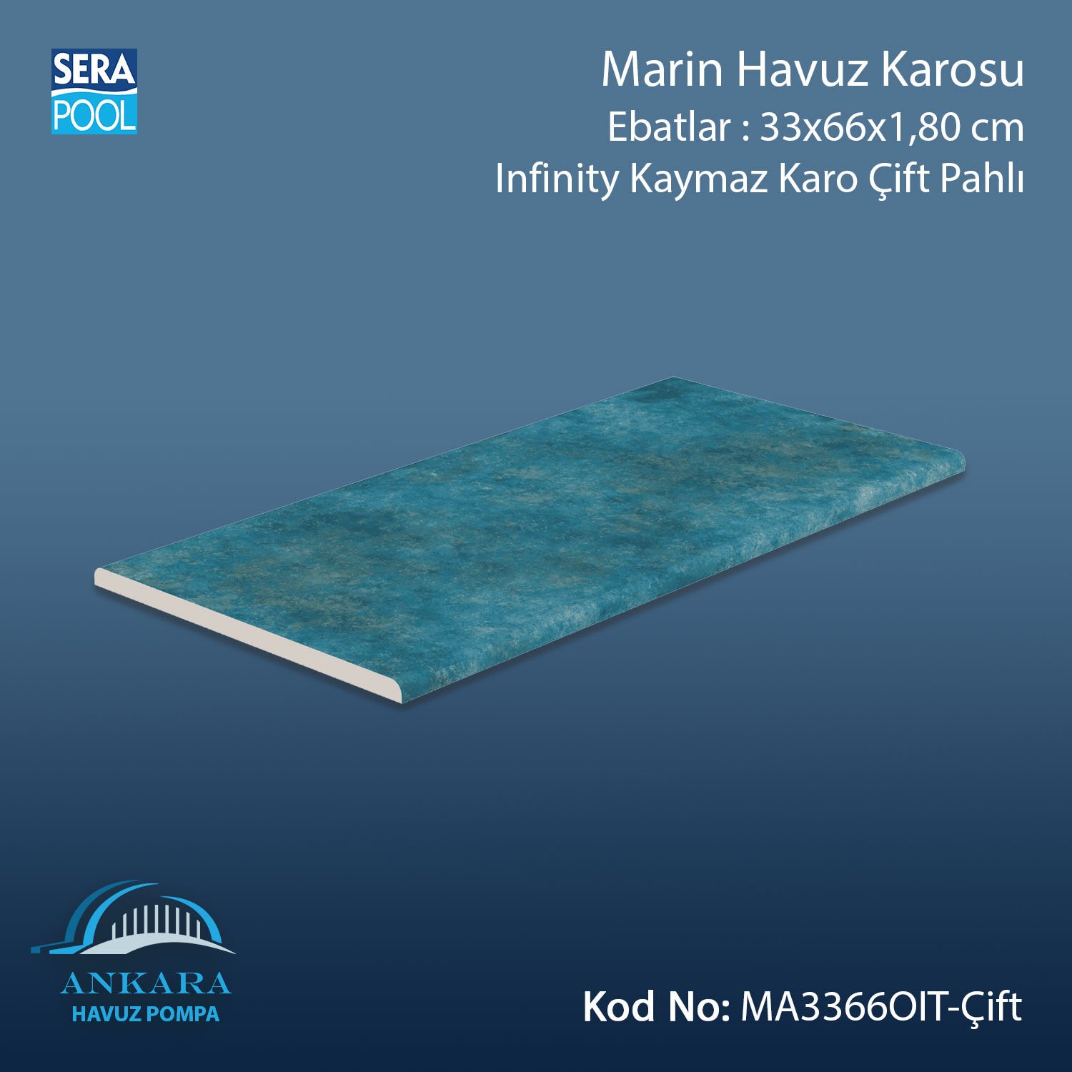 Marin 33x66x1,80 cm Infinity Kaymaz Karo Çift Pahlı