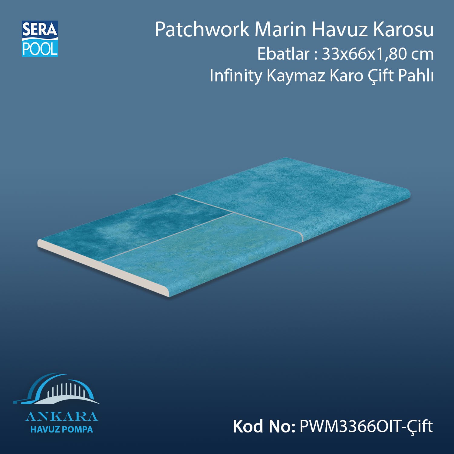 Patchwork Marin 33x66x1,80 cm Infinity Kaymaz Karo Çift Pahlı