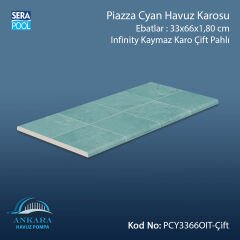 Piazza Cyan 33x66x1,80 cm Infinity Kaymaz Karo Çift Pahlı