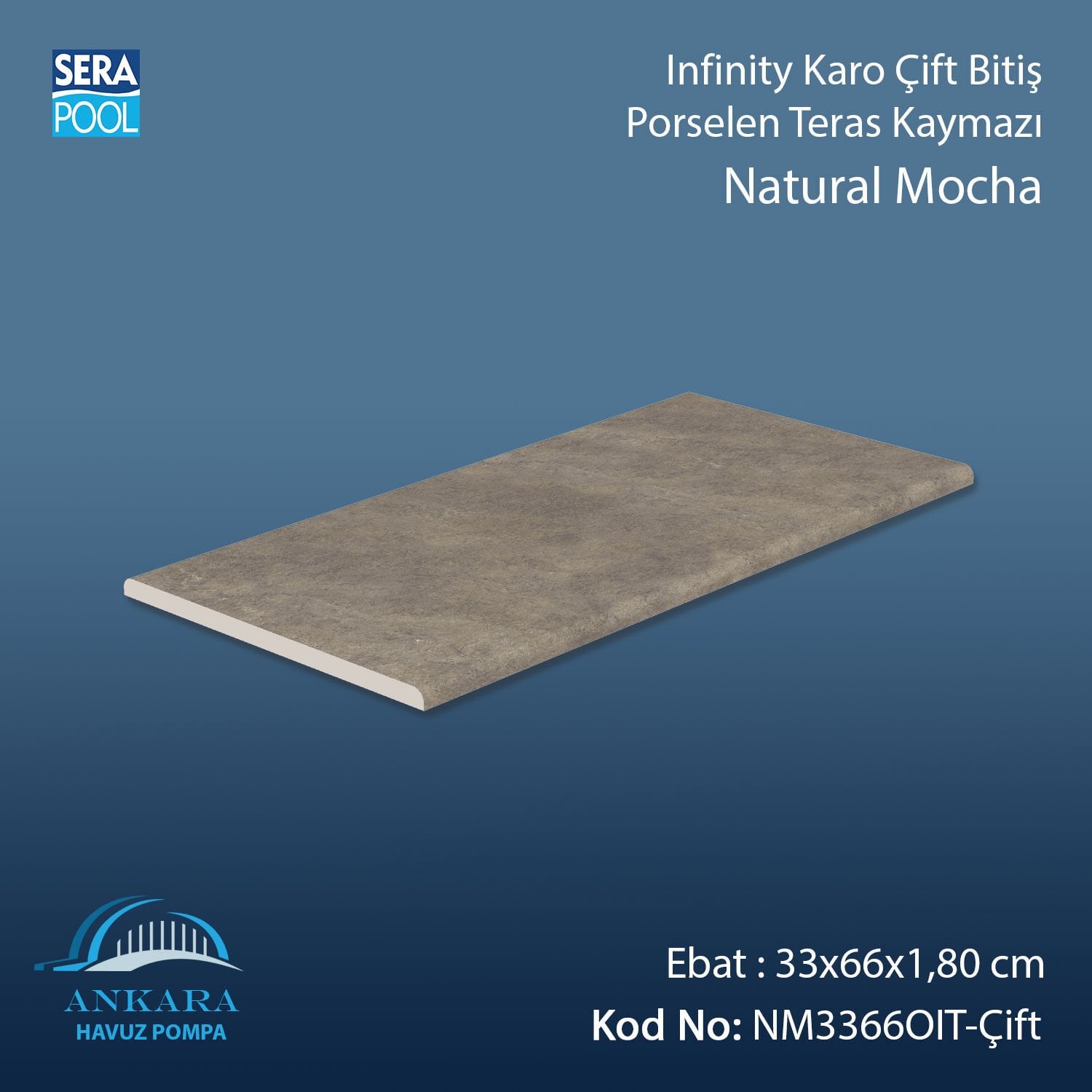 Natural Mocha 33x66x1,80 cm Infinity Kaymaz Karo Çift Bitiş