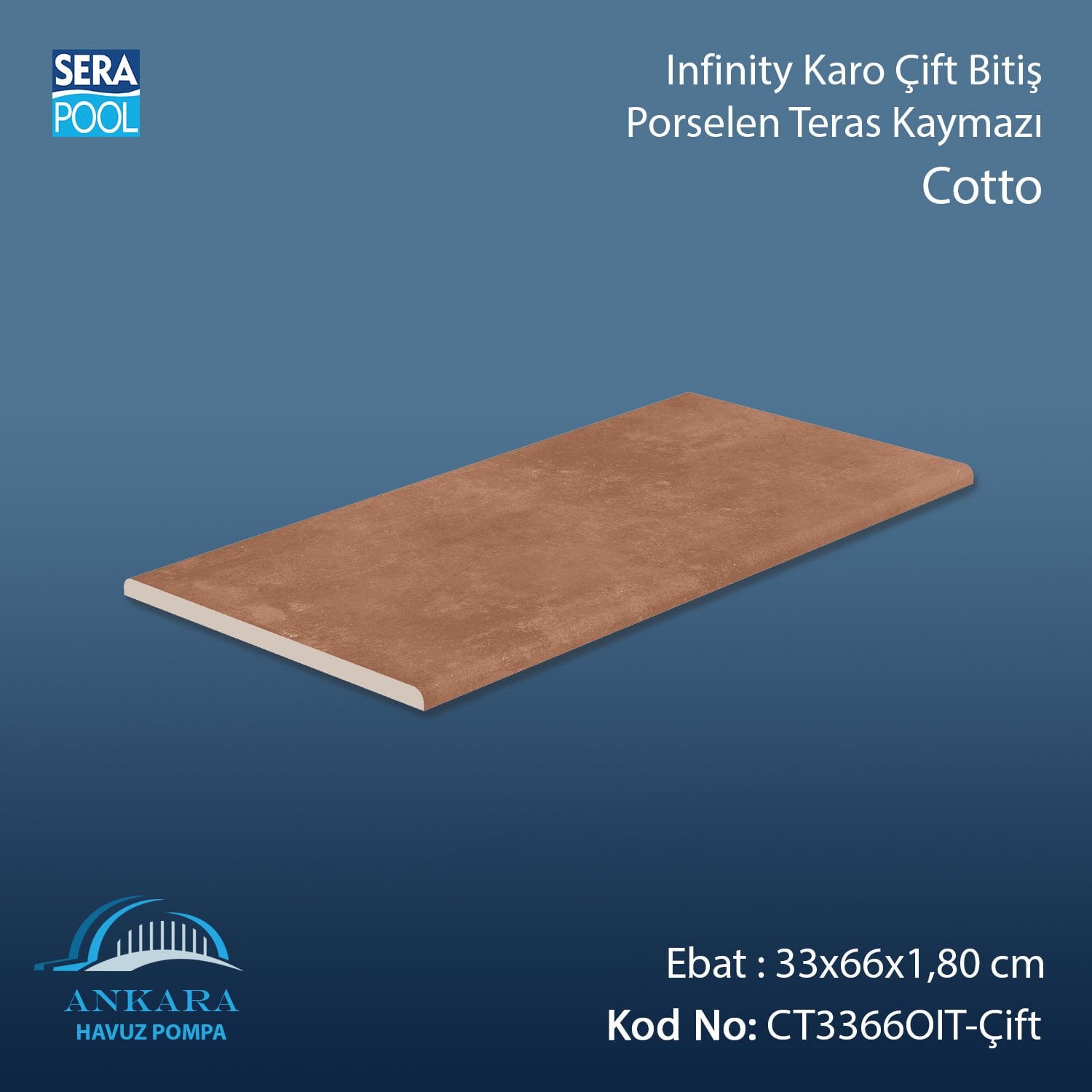 Cotto 33x66x1,80 cm Infinity Kaymaz Karo Çift Bitiş