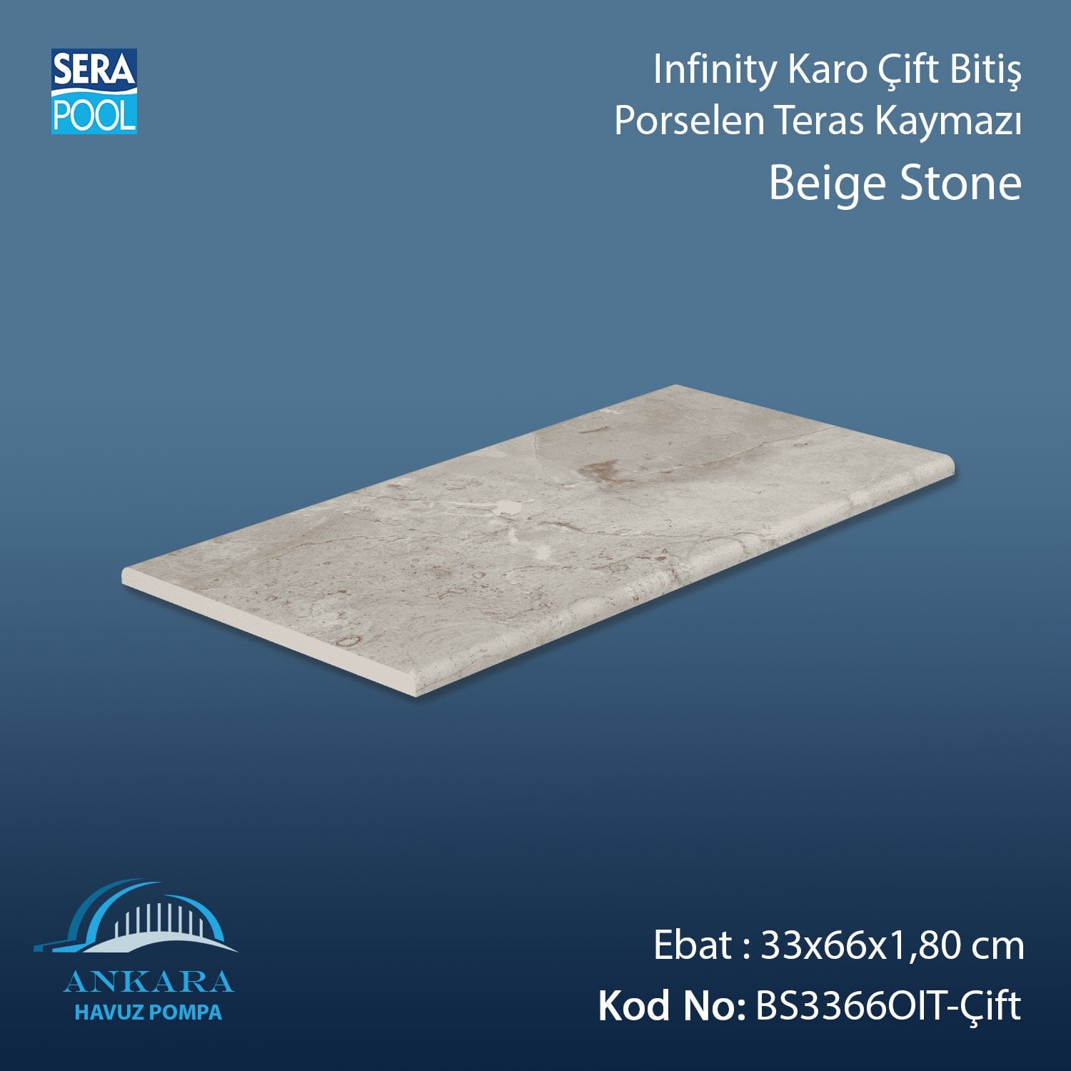 Beige Stone 33x66x1,80 cm Infinity Kaymaz Karo Çift Bitiş