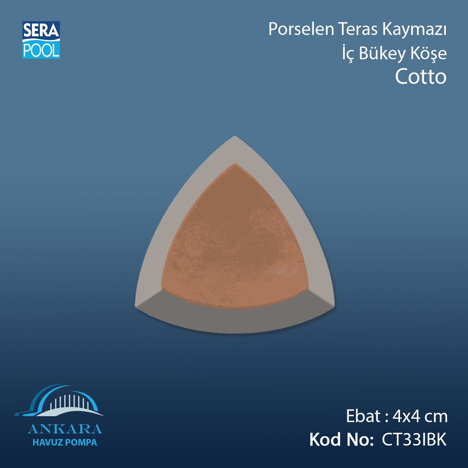 Cotto 4x4 cm İç Bükey Köşe