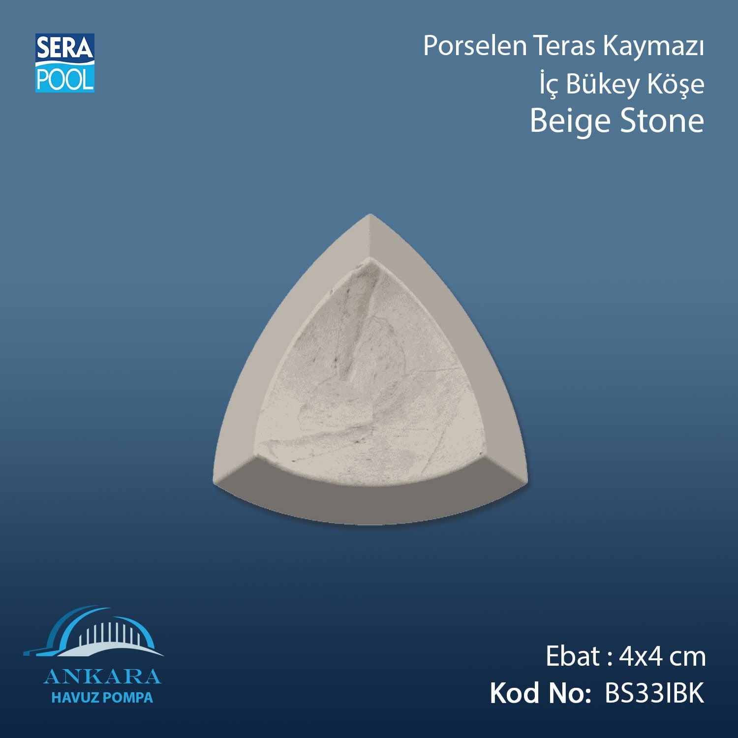Beige Stoner 4x4 cm İç Bükey Köşe