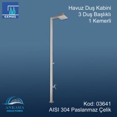Havuz Duş Kabini 3 Duş Başlıklı 1 Kemerli 304 K