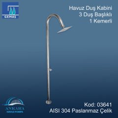 Havuz Duş Kabini 3 Duş Başlıklı 1 Kemerli 304 K