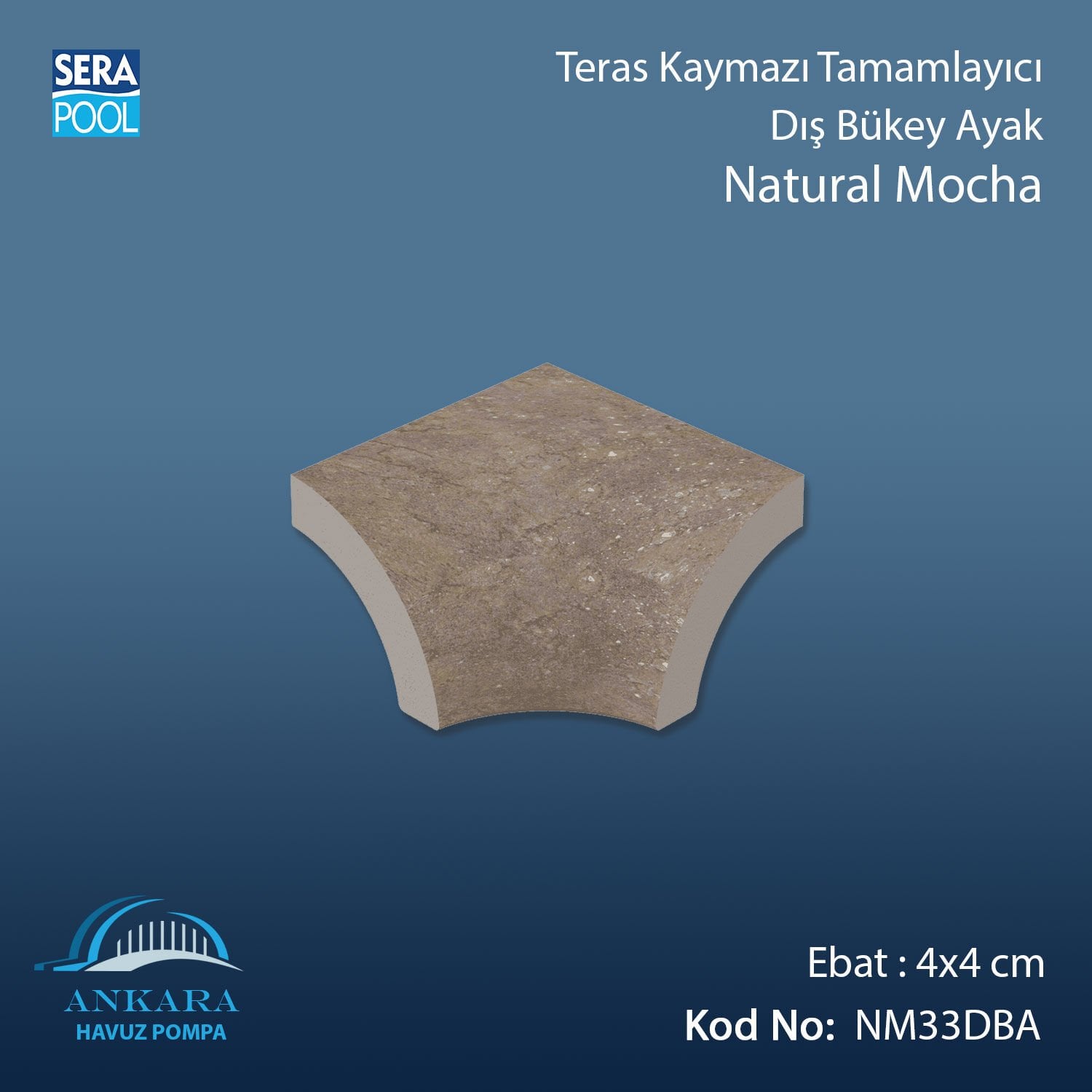 Natural Mocha 4x4 cm Dış Bükey Ayak