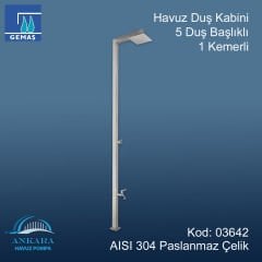 Havuz Duş Kabini 5 Duş Başlıklı 1 Kemerli 304 K