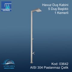 Havuz Duş Kabini 5 Duş Başlıklı 1 Kemerli 304 K