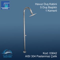 Havuz Duş Kabini 5 Duş Başlıklı 1 Kemerli 304 K