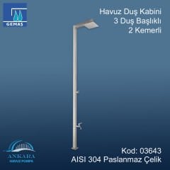 Havuz Duş Kabini 3 Duş Başlıklı 2 Kemerli 304 K