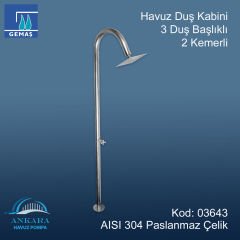 Havuz Duş Kabini 3 Duş Başlıklı 2 Kemerli 304 K