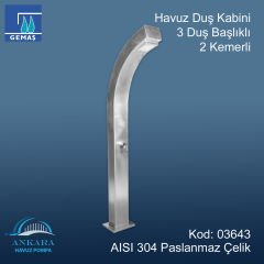 Havuz Duş Kabini 3 Duş Başlıklı 2 Kemerli 304 K