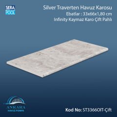 Silver Traverten 33x66x1,80 cm Infinity Kaymaz Karo Çift Pahlı