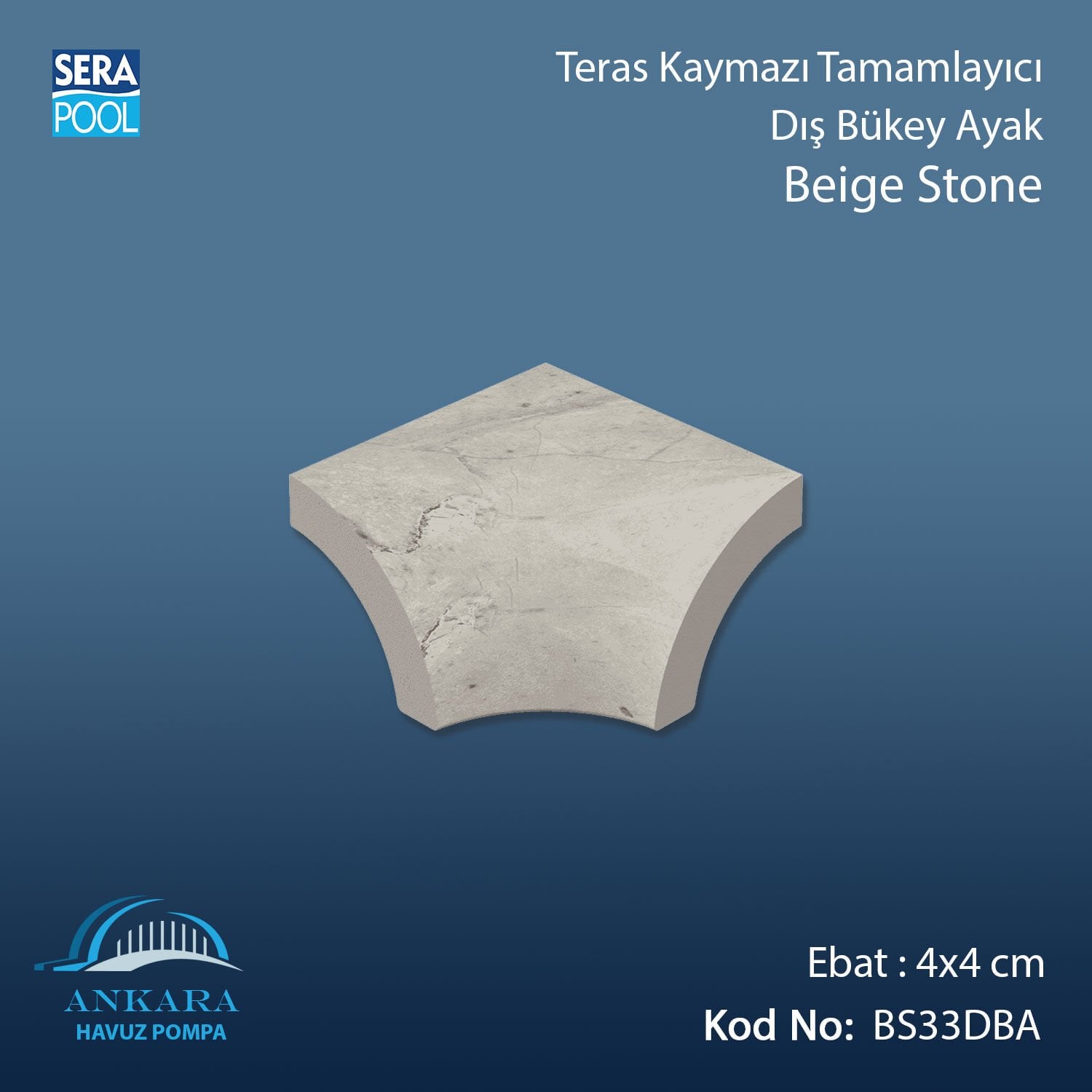 Beige Stone 4x4 cm Dış Bükey Ayak