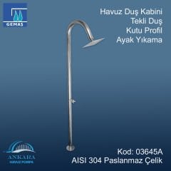Havuz Duş Kabini Paslanmaz Çelik Tekli Duş Profil Ayak Yıkama 304 K