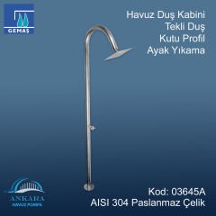Havuz Duş Kabini Paslanmaz Çelik Tekli Duş Profil Ayak Yıkama 304 K