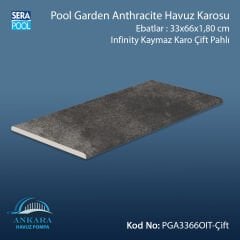 Pool Garden Anthracite 33x66x1,80 cm Infinity Kaymaz Karo Çift Pahlı
