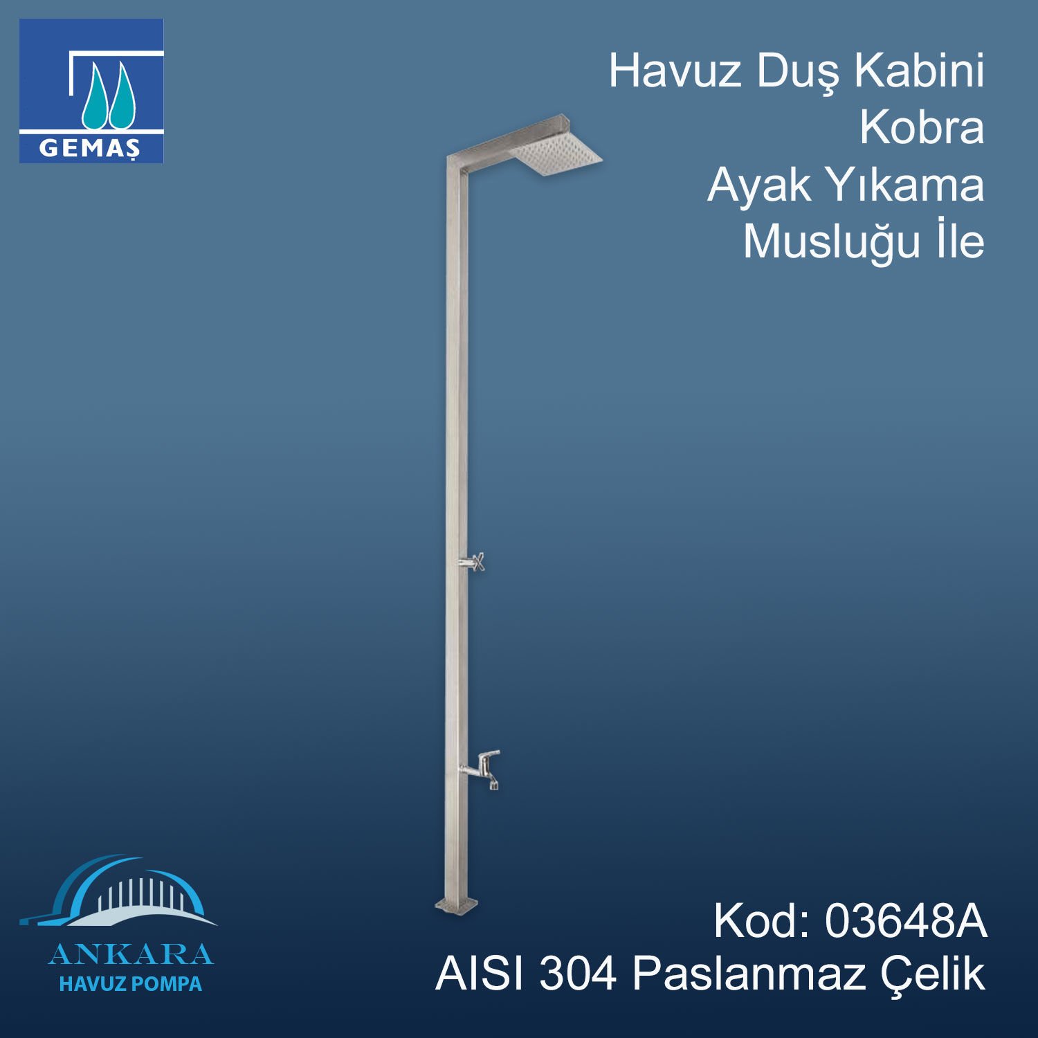 Havuz Duş Kabini Kobra Duş Ayak Yıkama Musluğu İle 304 K