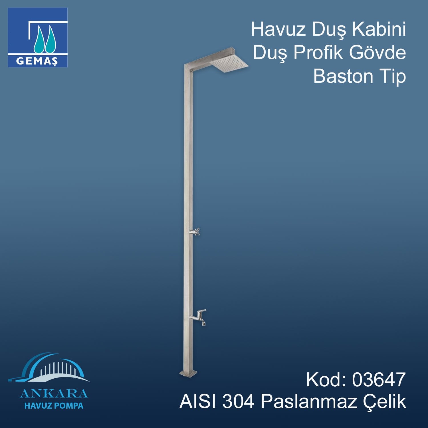Havuz Duş Kabini Duş Profil Gövde Baston Tip 304 K