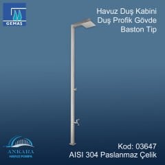 Havuz Duş Kabini Duş Profil Gövde Baston Tip 304 K