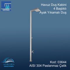 Havuz Duş Kabini 4 Başlıklı Ayak Yıkamalı Duş 304 K