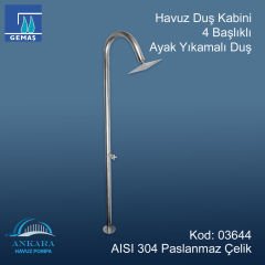 Havuz Duş Kabini 4 Başlıklı Ayak Yıkamalı Duş 304 K