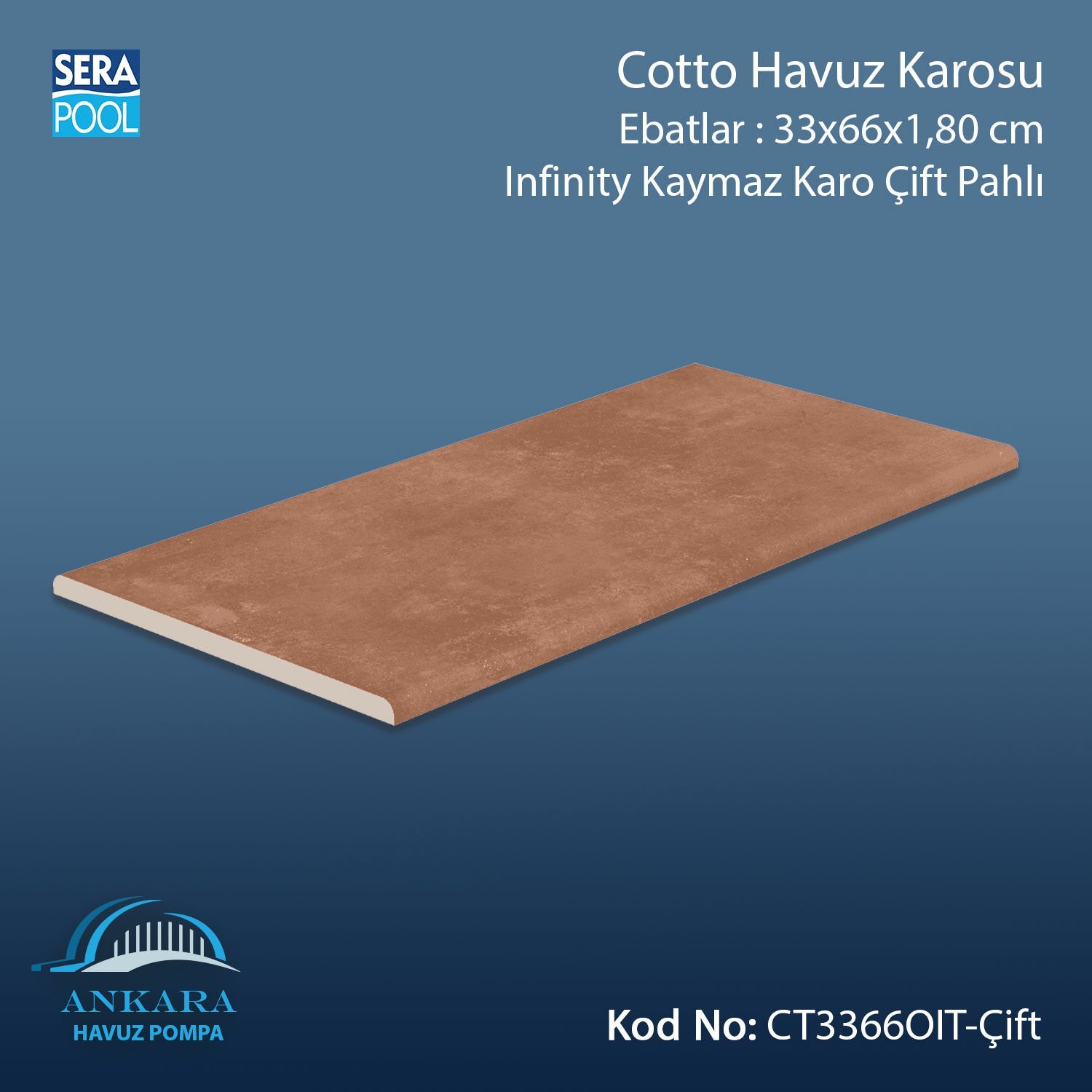 Cotto 33x66x1,80 cm Infinity Kaymaz Karo Çift Pahlı