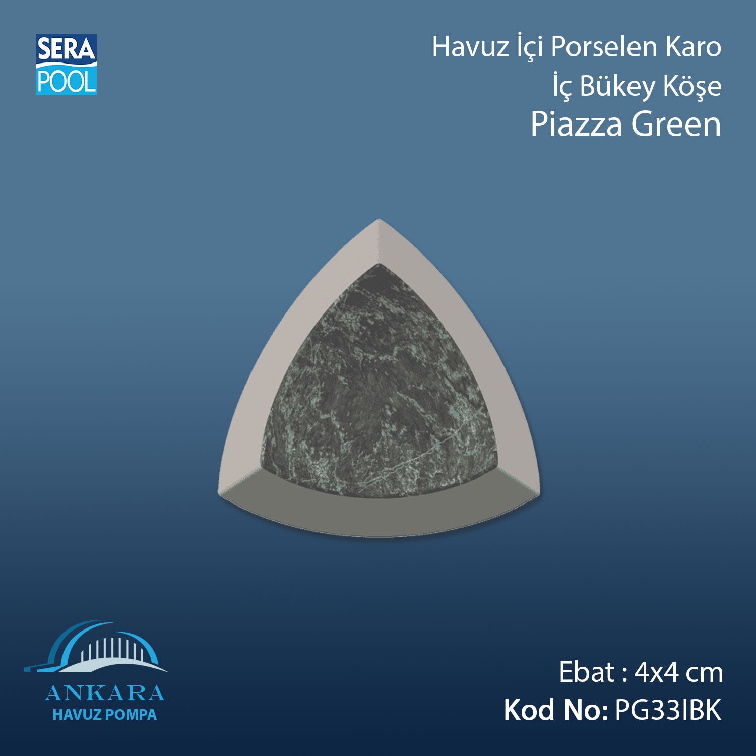 Piazza Green 4x4 cm İç Bükey Köşe