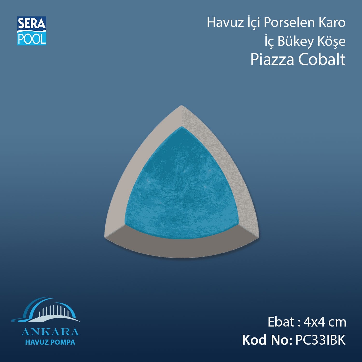 Piazza Cobalt 4x4 cm İç Bükey Köşe