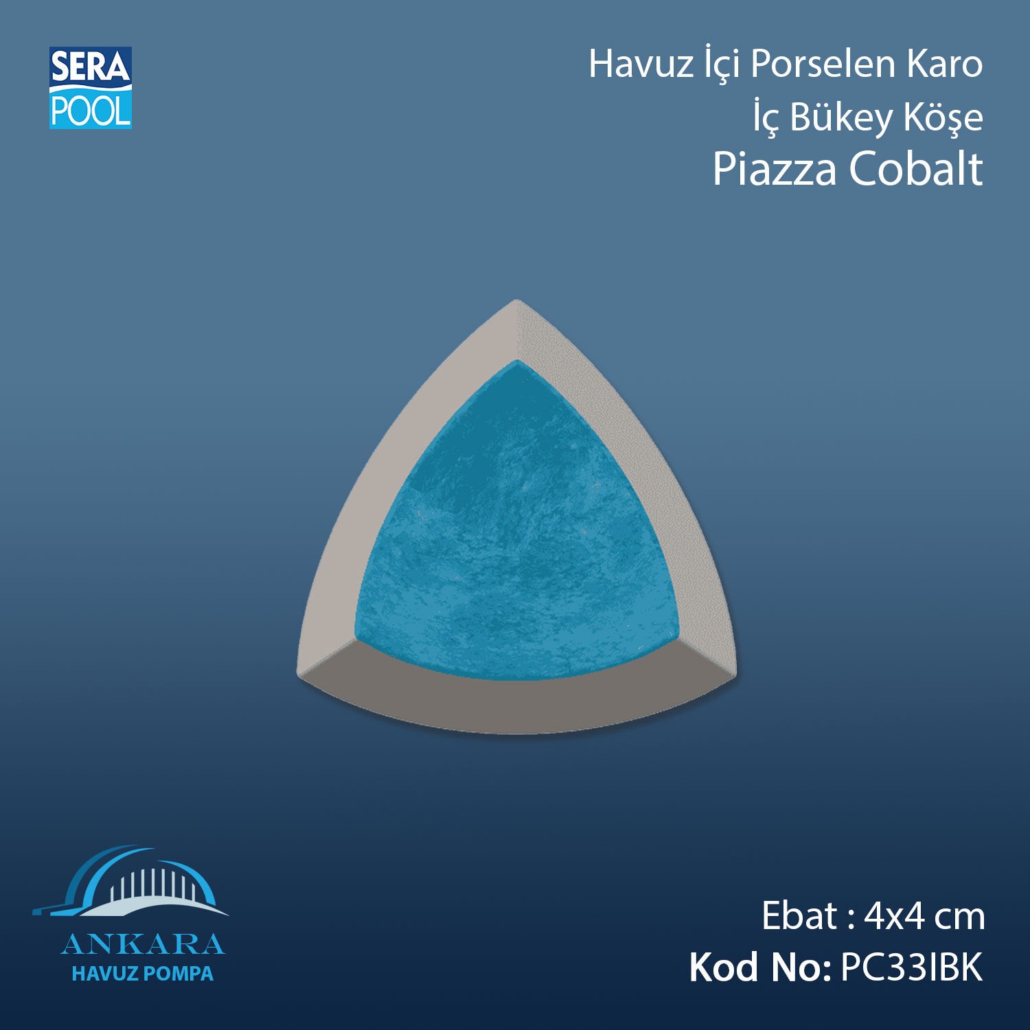 Piazza Cobalt 4x4 cm İç Bükey Köşe