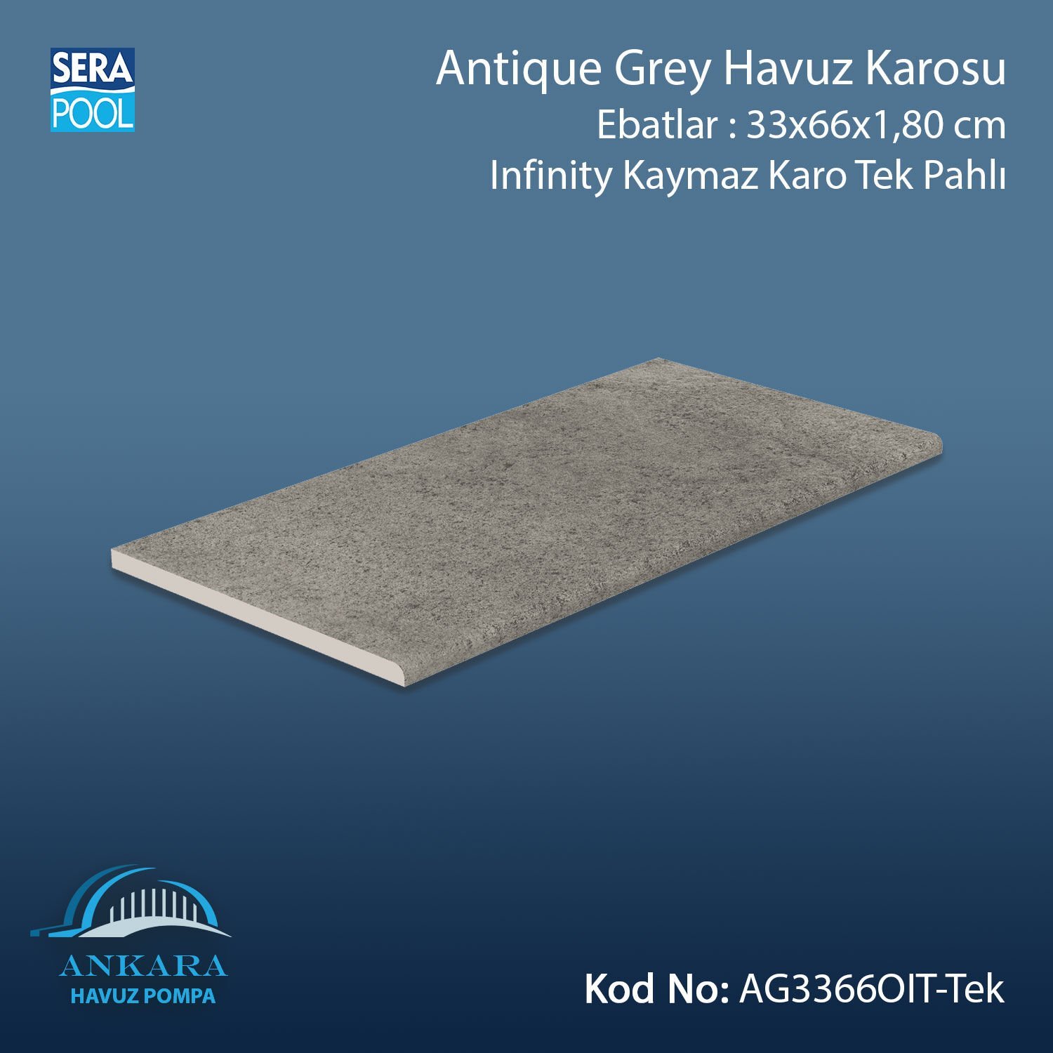 Antique Grey 33x66x1,80 cm Infinity Kaymaz Karo Tek Pahlı