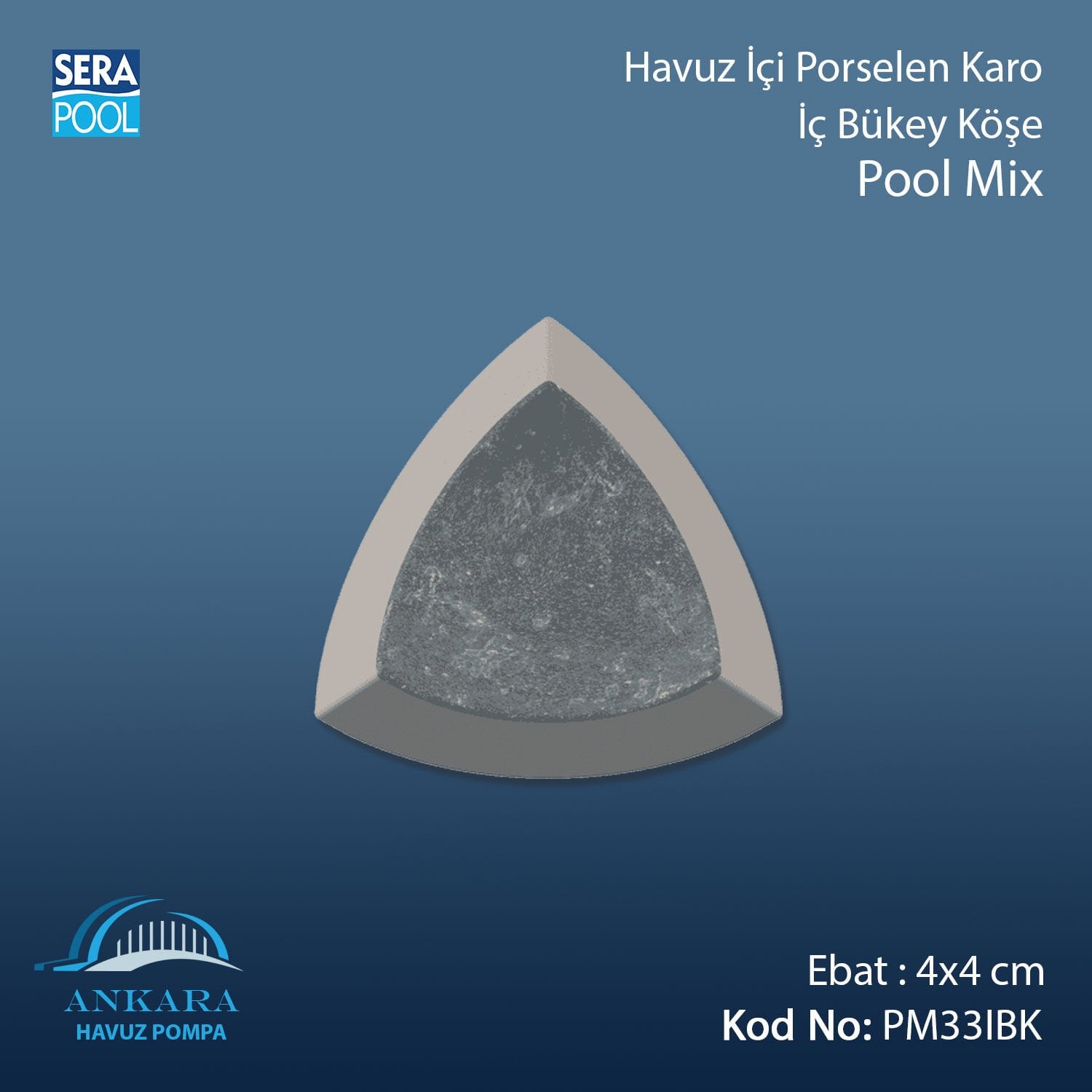 Pool Mix 4x4 cm İç Bükey Köşe