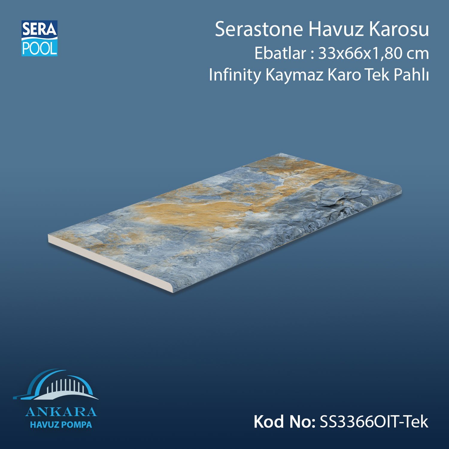 Serastone 33x66x1,80 cm Infinity Kaymaz Karo Tek Pahlı