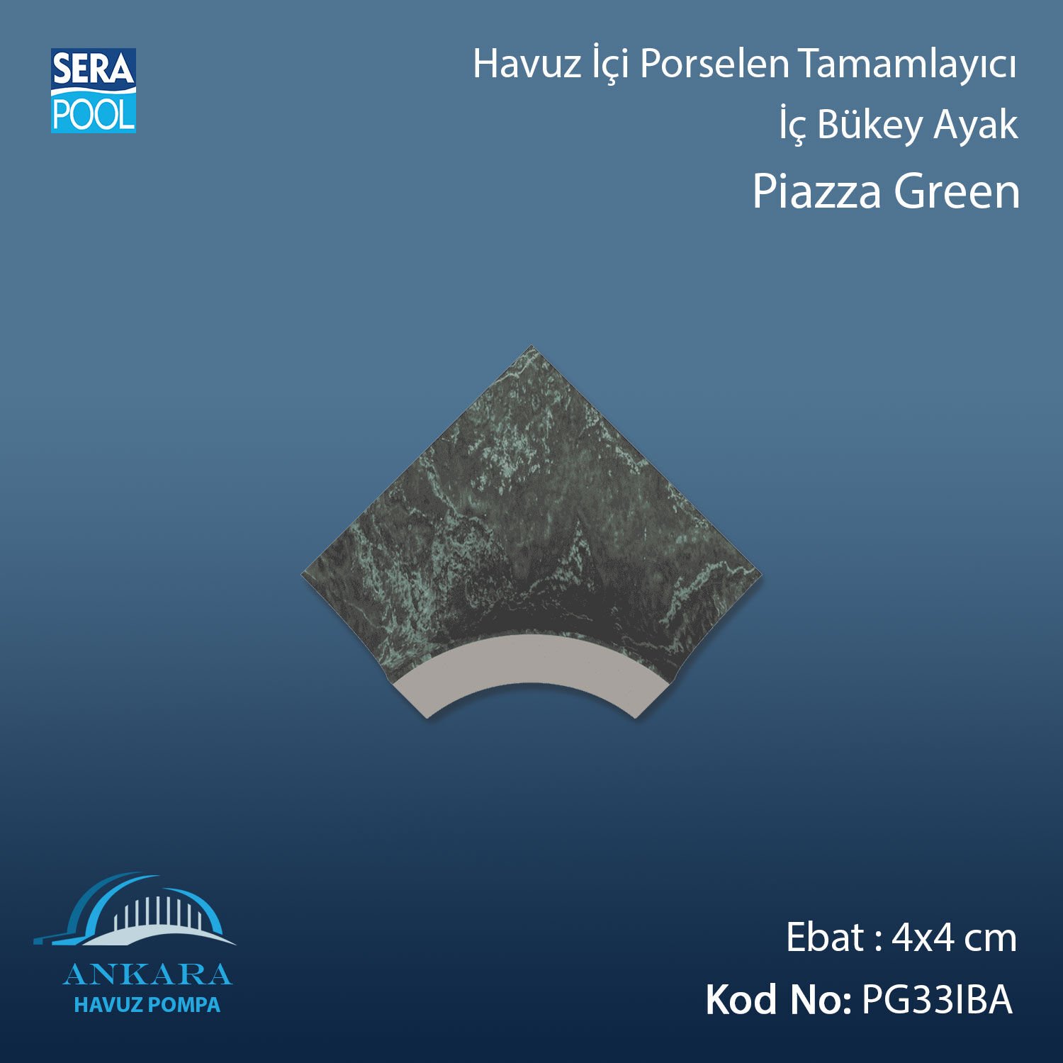 Piazza Green 4x4 cm İç Bükey Ayak