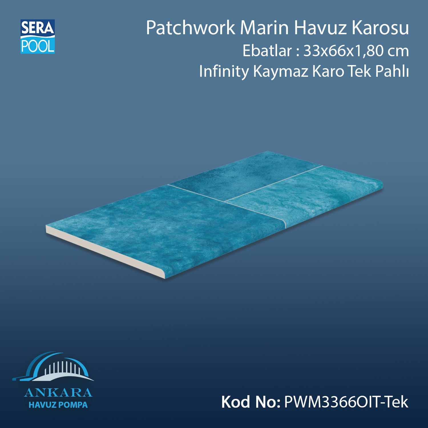 Patchwork Marin 33x66x1,80 cm Infinity Kaymaz Karo Tek Pahlı