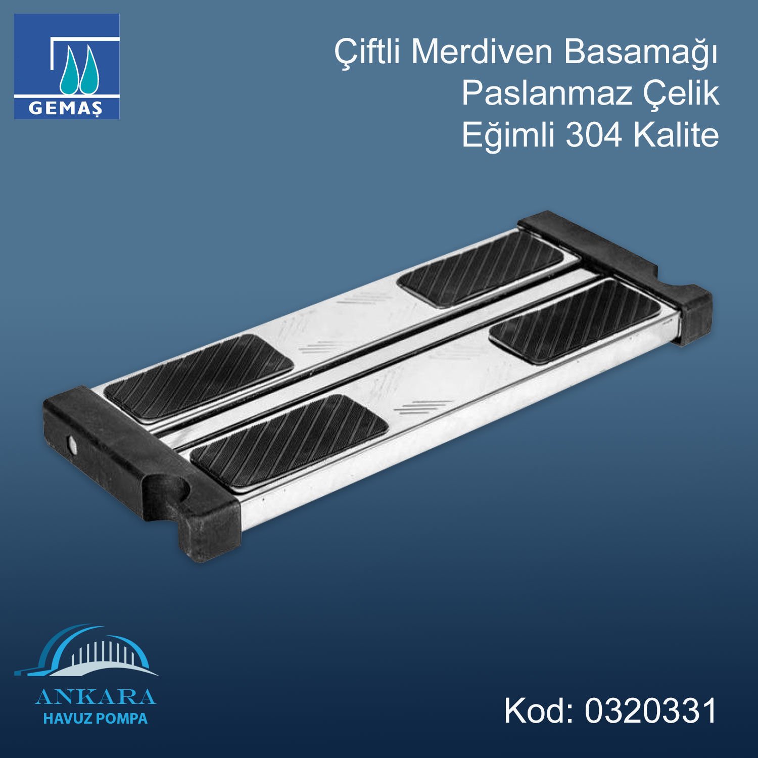 Çiftli Merdiven Basamağı Paslanmaz Çelik Eğimli 304 K