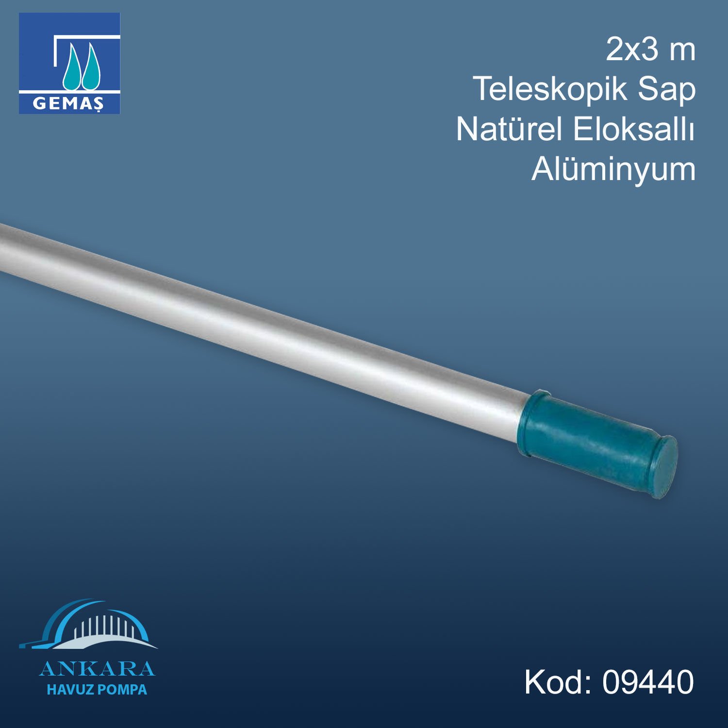 Teleskopik Süpürge ve Fırça Sap 2x3 m Alüminyum Eloksallı