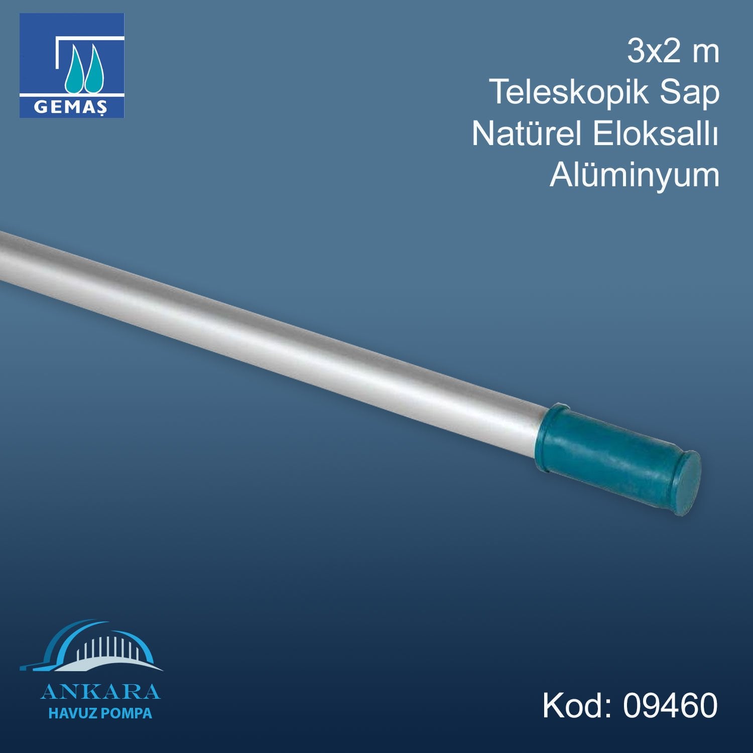 Teleskopik Süpürge ve Fırça Sap 3x2 m Alüminyum Eloksallı