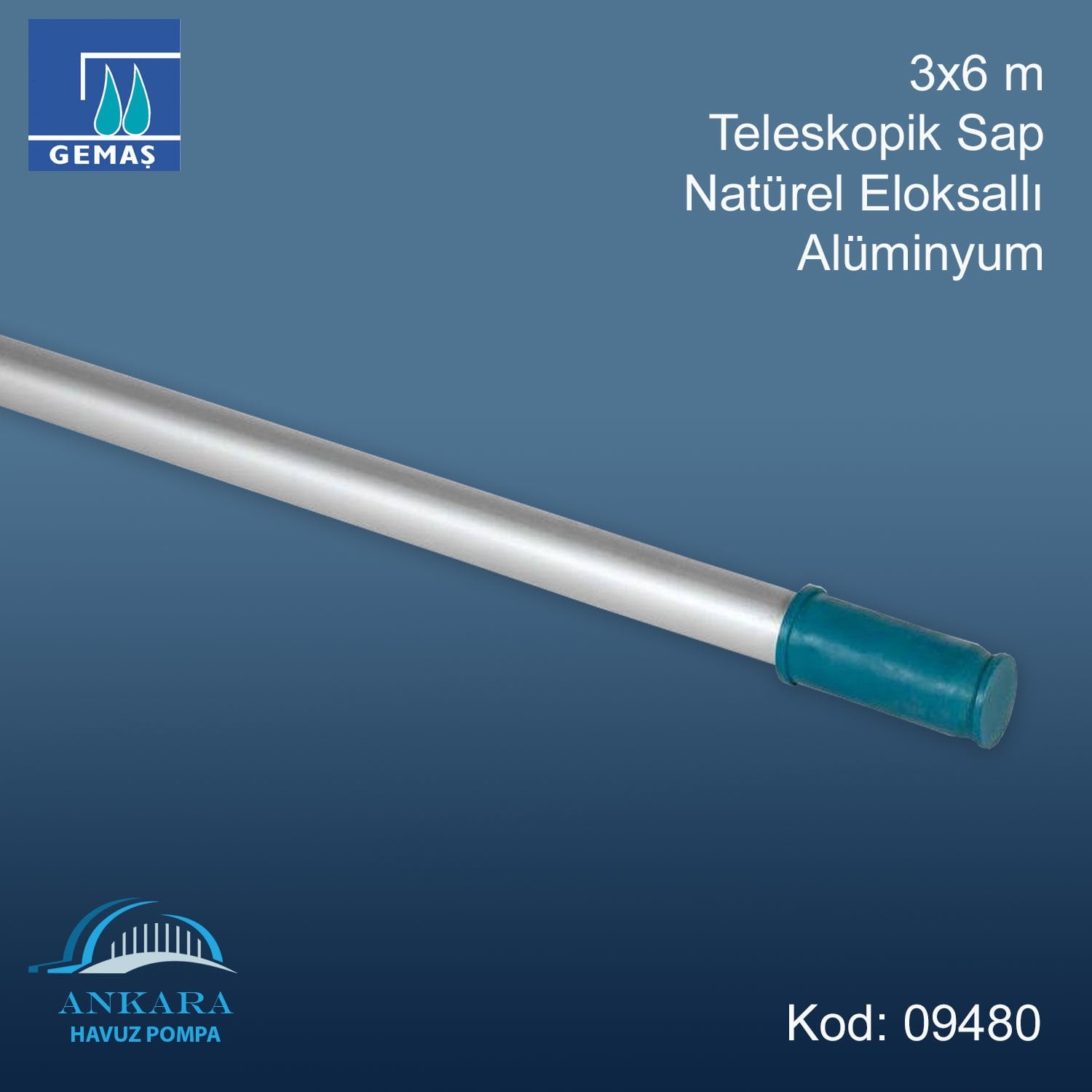 Teleskopik Süpürge ve Fırça Sap 3x6 m Alüminyum Eloksallı