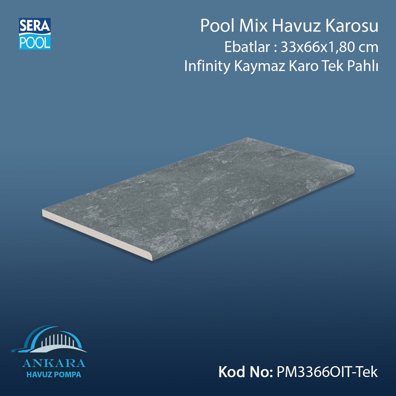 Pool Mix 33x66x1,80 cm Infinity Kaymaz Karo Tek Pahlı