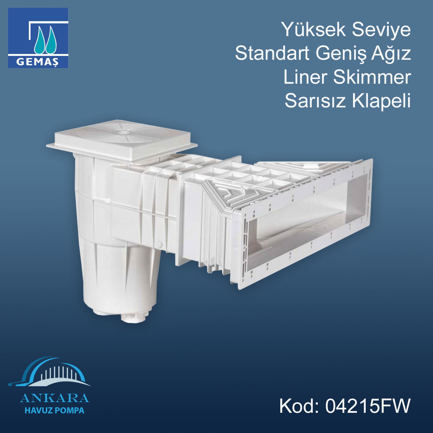 Yüksek Seviye Standart Geniş Ağız Liner Skimmer , Sarısız, Klapeli